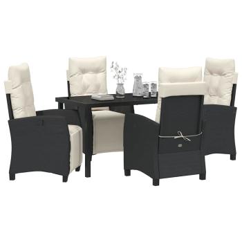 5-teiliges Garten-Esszimmer-Set Schwarzes Poly-Rattan