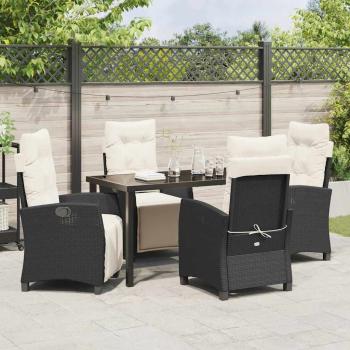 5-teiliges Garten-Esszimmer-Set Schwarzes Poly-Rattan