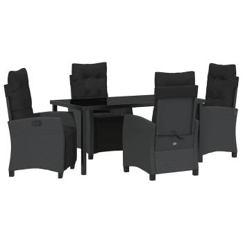 5-teiliges Garten-Dining-Set Schwarz Poly-Rattan