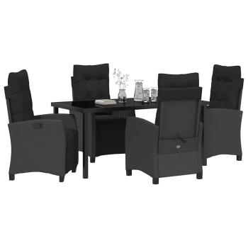 5-teiliges Garten-Dining-Set Schwarz Poly-Rattan
