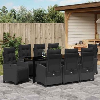 9-teiliges Garten-Dining-Set Schwarz Poly-Rattan