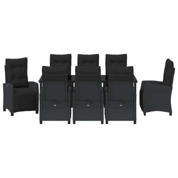 9-teiliges Garten-Dining-Set Schwarz Poly-Rattan