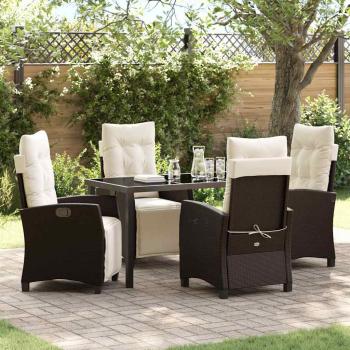 ARDEBO.de - 5-teiliges Garten-Esszimmer-Set Braun Poly-Rattan