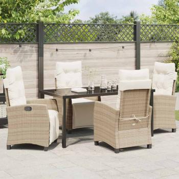 5-teiliges Garten-Essset in Beige, Poly-Rattan