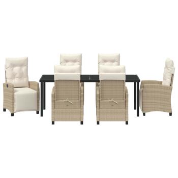 7-tlg. Garten-Essgruppe Beige Poly Rattan