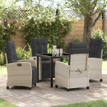 ARDEBO.de - 5-teiliges Garten Esszimmer Set Hellgrau Poly Rattan