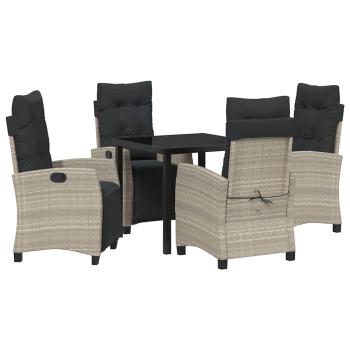5-teiliges Garten Esszimmer Set Hellgrau Poly Rattan