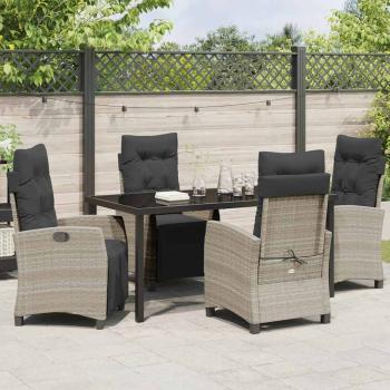 5-teiliges Garten-Dining-Set, hellgraues Poly-Rattan