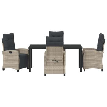 5-teiliges Garten-Dining-Set, hellgraues Poly-Rattan