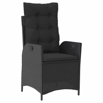 7-teiliges Garten-Dining-Set mit Kissen Schwarz Poly Rattan