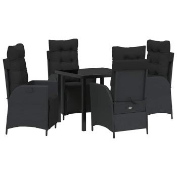 5-teiliges Garten-Dining-Set Schwarz Poly-Rattan