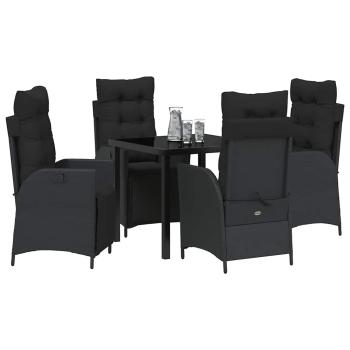 5-teiliges Garten-Dining-Set Schwarz Poly-Rattan