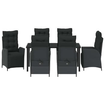 7-teiliges Garten-Dining-Set Schwarz Poly-Rattan