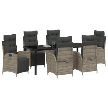 7-teiliges Gartendining-Set Grau Poly-Rattan