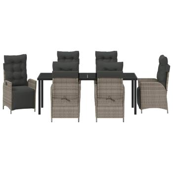 7-teiliges Gartendining-Set Grau Poly-Rattan