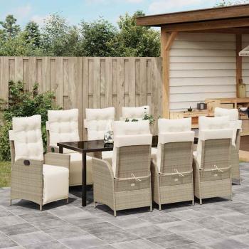 Garten Essgruppe 9 stk. Beige Poly-Rattan