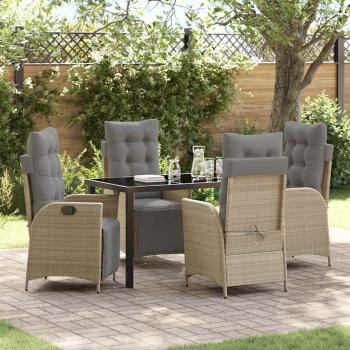 ARDEBO.de - 5-teiliges Garten-Dining-Set Beige Poly Rattan