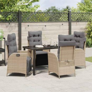 5-teiliges Garten-Dining-Set Beige Poly Rattan
