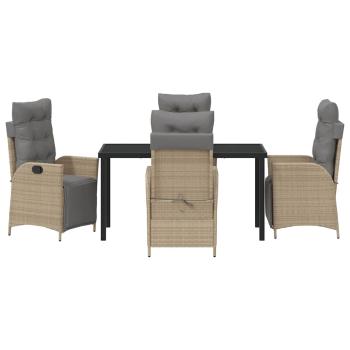 5-teiliges Garten-Dining-Set Beige Poly Rattan