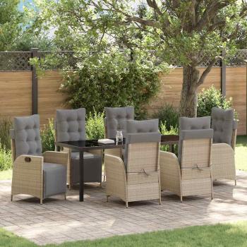 ARDEBO.de - Garten Essgruppe 7 stk. Beige Poly-Rattan