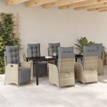 Garten Essgruppe 7 stk. Beige Poly-Rattan