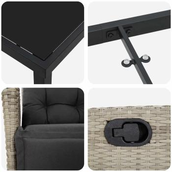 3-teiliges Garten-Esszimmer-Set Hellgrau Poly-Rattan