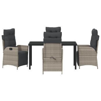 5-teiliges Garten-Esszimmer-Set Hellgraues Poly-Rattan