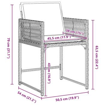 5-teiliges Garten-Ess-Set mit Kissen Beige Poly Rattan