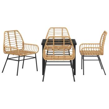 5-teiliges Garten-Essgruppe Braun Poly-Rattan