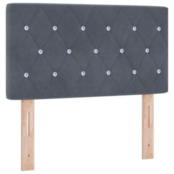 Kopfteil mit Kristallknopf, dunkelgrau, 80 cm, Samt