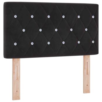 Kopfteil Kristallknopf Gepolstert Schwarz 80 cm Samt