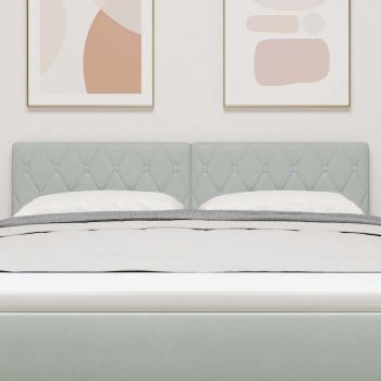 Kopfteil Kristallknopf Gepolstert Hellgrau 140 cm Samt