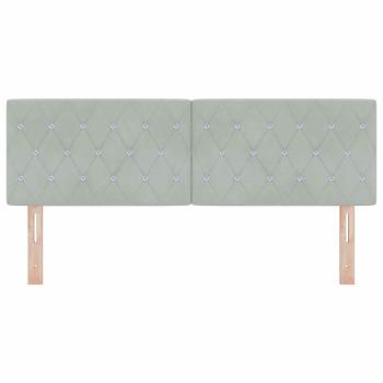 Kopfteil mit Kristallknöpfen, gesteppt, Hellgrau, 160 cm, Samt