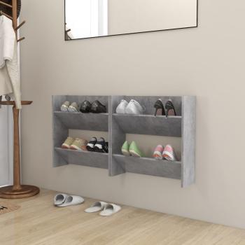 ARDEBO.de - Wand-Schuhschränke 2 Stk. Betongrau 60x18x60 cm Holzwerkstoff