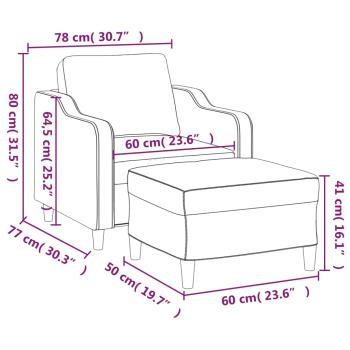 Sessel mit Hocker Braun 60 cm Stoff