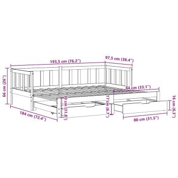 Tagesbett Ausziehbar mit Schubladen ohne Matratze Weiß 90x190cm