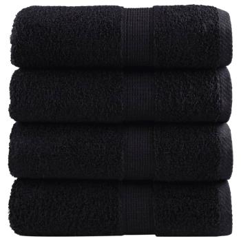 ARDEBO.de - Premium-Gästetücher SOLUND 4 Stk. Schwarz 30x50 cm 600 g/m²