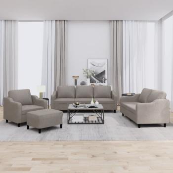 ARDEBO.de - 4-tlg. Sofagarnitur mit Kissen Taupe Stoff