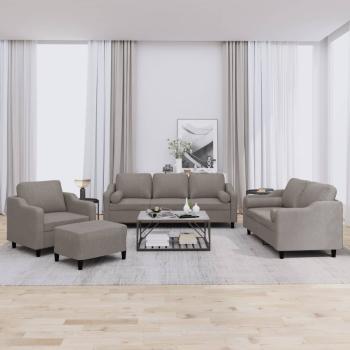 ARDEBO.de - 4-tlg. Sofagarnitur mit Kissen Taupe Stoff