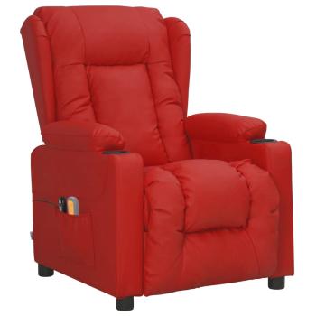 Massagesessel Elektrisch Weinrot Kunstleder