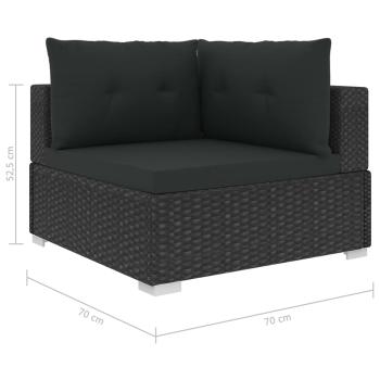 5-tlg. Garten-Lounge-Set mit Auflagen Poly Rattan Schwarz