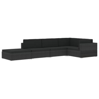 Modular-Sofa-Eckteil 1 Stk. + Auflagen Poly Rattan Schwarz