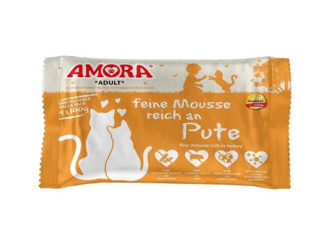 ARDEBO.de AMORA Cat PB Flowpack feine Mousse reich an Pute 4x100g