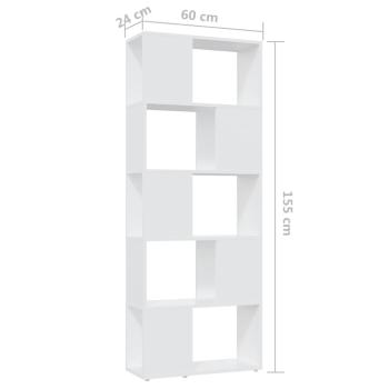 Bücherregal Raumteiler Weiß 60x24x155 Holzwerkstoff