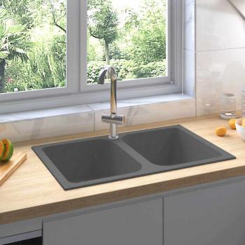 ARDEBO.de - Küchenspüle Grau 760x480x184 mm Granit