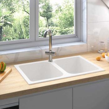 ARDEBO.de - Küchenspüle Weiß 760x480x184 mm Granit