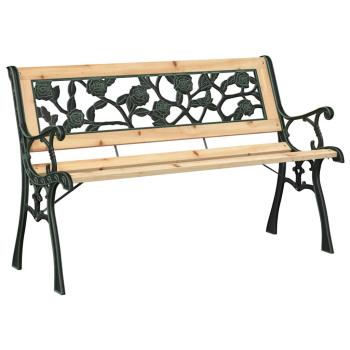 Gartenbank mit rosenmuster Rückenlehne 116 cm Holz