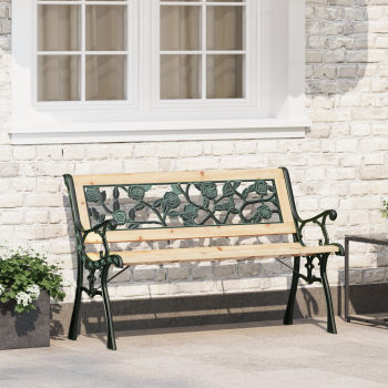 Gartenbank mit rosenmuster Rückenlehne 116 cm Holz