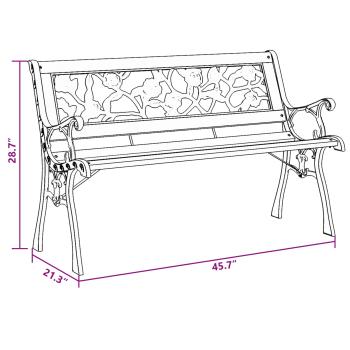 Gartenbank mit rosenmuster Rückenlehne 116 cm Holz