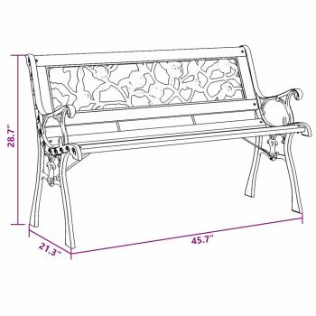 Gartenbank mit rosenmuster Rückenlehne 116 cm Holz